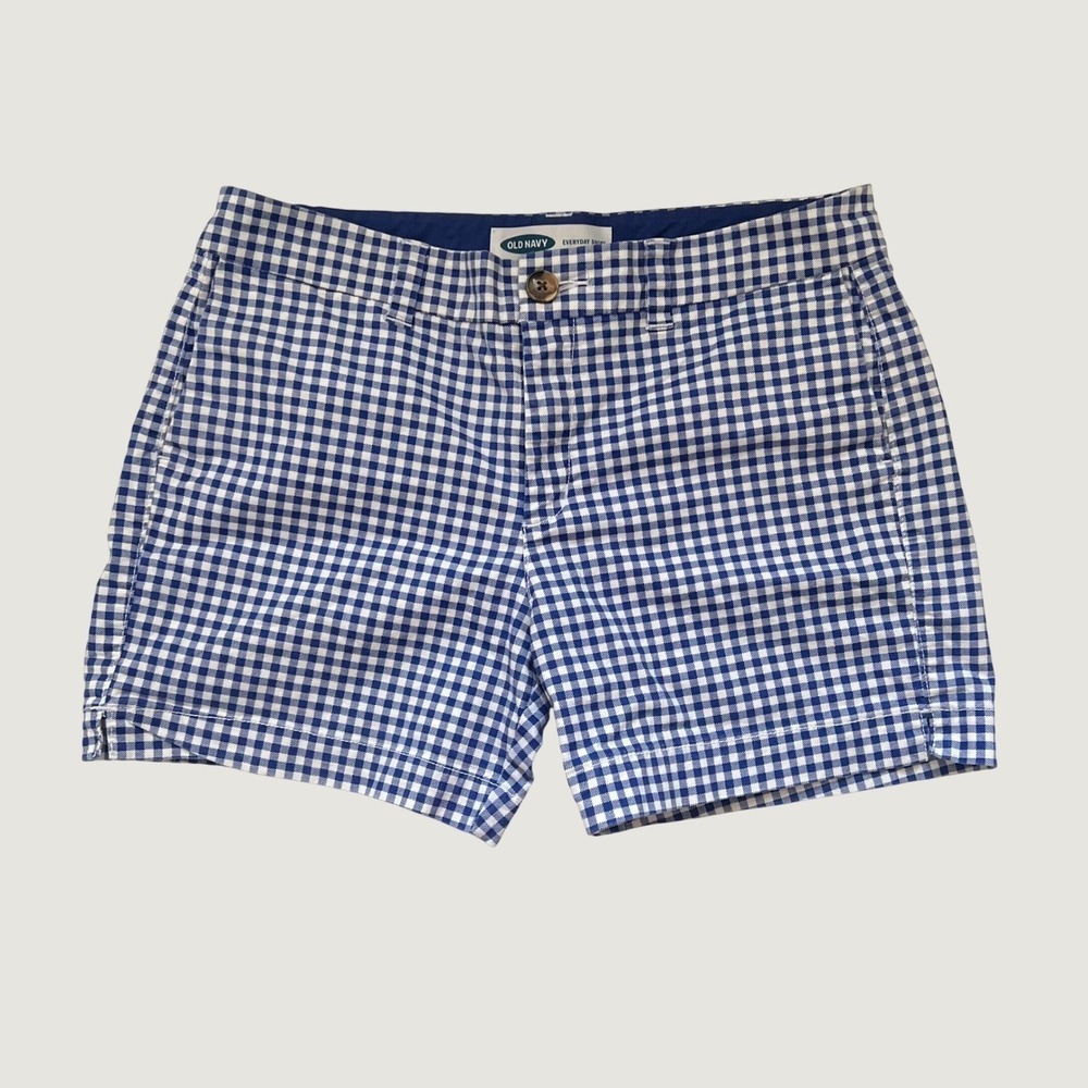 Old Navy Everyday Women's Size 6 Blue Checkered Gingham Shorts w/ Pockets